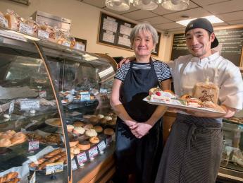 Hiroko Sakan and her son, Takeo, work together at their bakery, Japonaise.