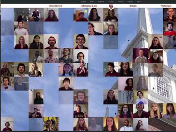 Screen shot of students from 2020 Harvard virtual degree-granting ceremony