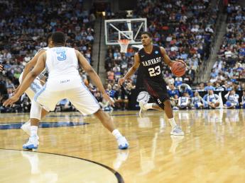 In his final game, Wesley Saunders ’15 scored 26 points, dished out five assists, and grabbed four rebounds against the Tar Heels—one of the best performances in Harvard men’s basketball history.