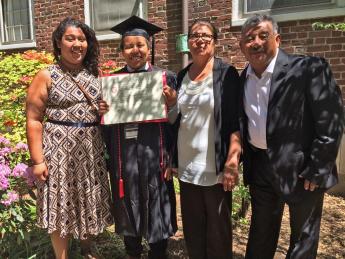 Lenica Morales-Valenzuela ’15 celebrates graduation with her family.