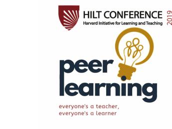 A scan from the program for the eighth annual conference of the Harvard Initiative for Learning and Technology, including the words "peer learning" and a drawing of a lightbulb.