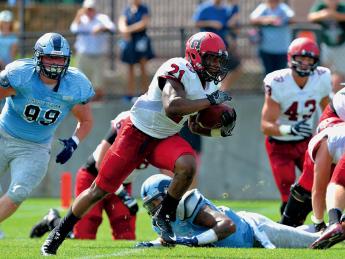 At Rhode Island, junior powerhouse Charlie Booker III rumbled for gains of 50 and 57 yards en route to a game- and career-high 139.