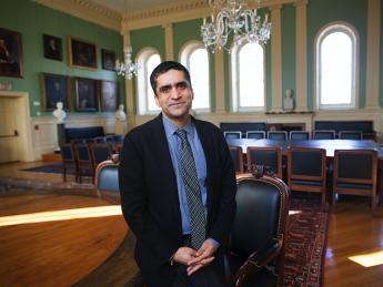Rakesh Khurana, Dean of Harvard College, photographed in the Faculty of Arts and Sciences’ Faculty Room
