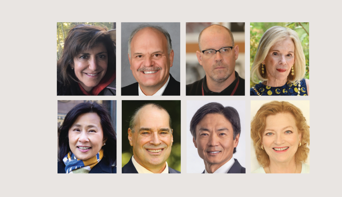 Clockwise from top left: Karen Lorry Chapman, George T. Hodakowski, Bill Parsons, Candace Plummer Gaudiani,  Margaret M. Chin, Mark G. Pelletier, John J. Moon, and Carole Turner Reading