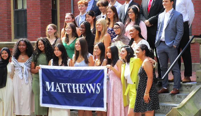 Matthews students pose for picture before Convocation procession