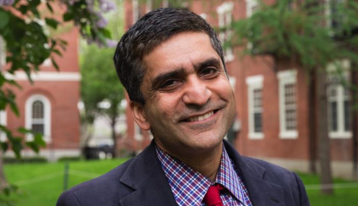 Dean Rakesh Khurana in Harvard Yard