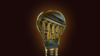 lightbulb with Harvard inside
