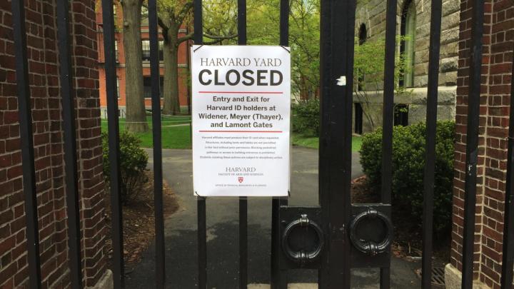 The shut gates of Harvard Yard 