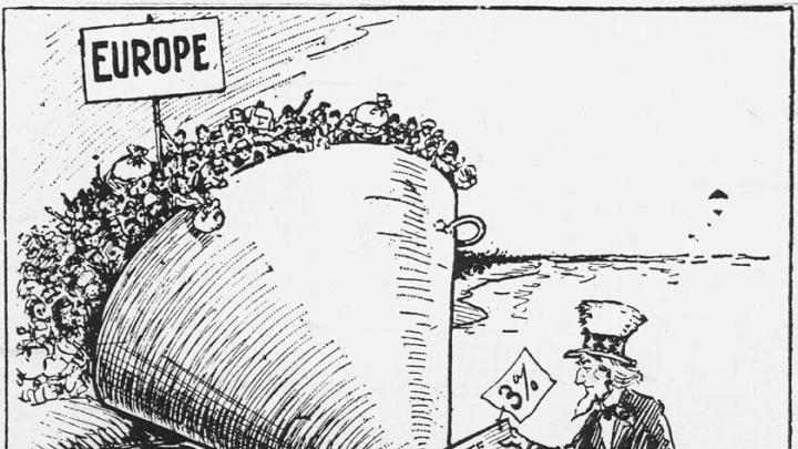 As shown in this political cartoon, the 1921 Emergency Quota Act cut annual immigration from any country to 3 percent of its nationals in the United States in 1910.
