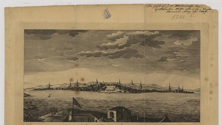 A sketch of a view of Boston from across the water