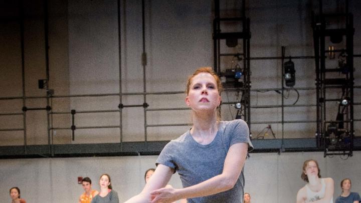 Dance director and senior lecturer Jill Johnson leading Music 12, “The Harvard Dance Project”
