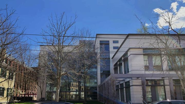 A photograph of the exterior of 60 Oxford Street, which will become a hub for quantum science and engineering at Harvard
