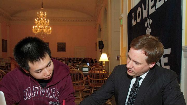 Gorick Ng &rsquo;14 worked with his coach, David Ager, when preparing to speak to the House audience in 2012.