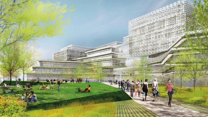 Rendering of planned science and engineering complex in Allston