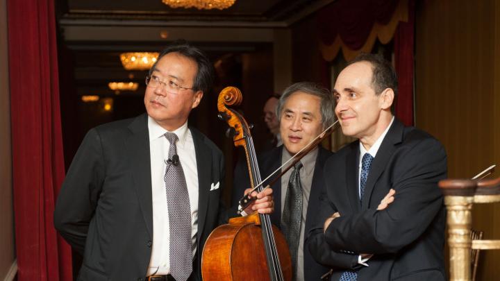 The “Harvard Trio”: Yo-Yo Ma ’76, D.Mus. ’91, Lynn Chang ’75, and Richard Kogan ’77, M.D. ’81