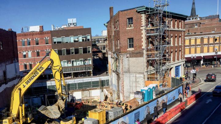 Photograph of major construction projects in Harvard Square
